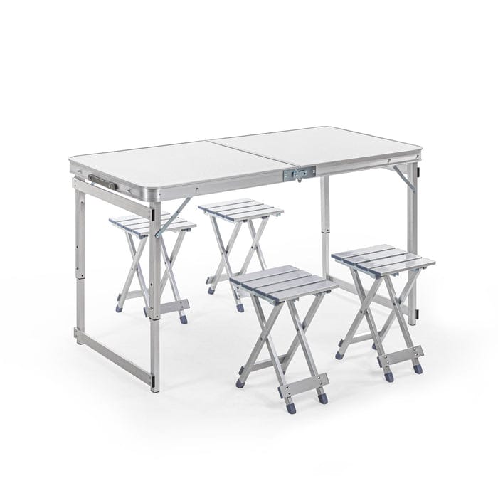 aluminum folding table with 4 chairs, 1 set